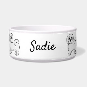 Coton De Tulear Cute Cartoon Dog & Custom Name Bowl