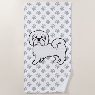 Coton De Tulear Cute Cartoon Dog Illustration Beach Towel