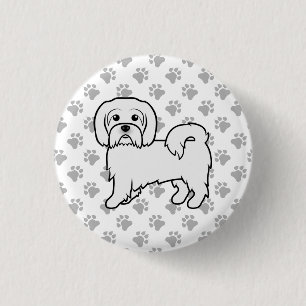 Coton de Tulear Cute Cartoon Dog Illustration Button