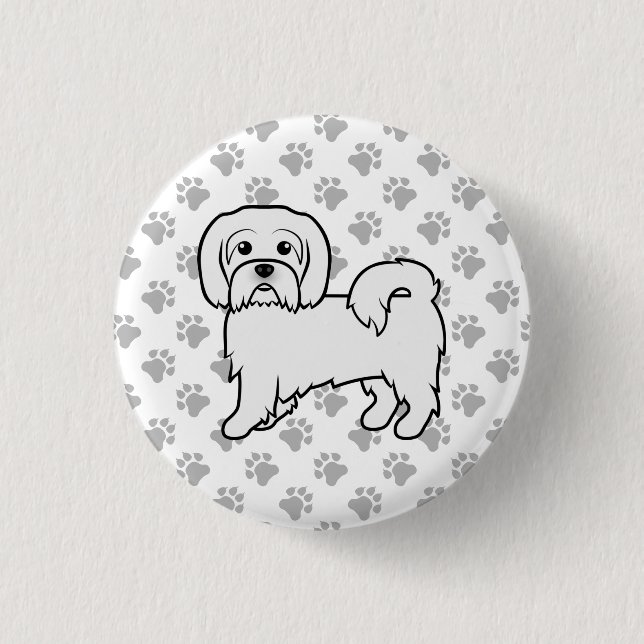 Coton de Tulear Cute Cartoon Dog Illustration Button (Front)