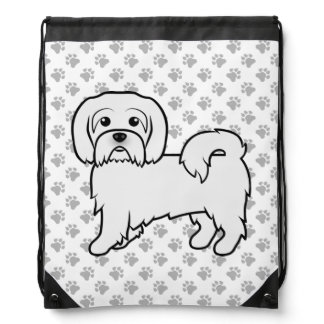 Coton De Tulear Cute Cartoon Dog Illustration Drawstring Bag