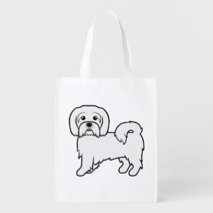 Coton De Tulear Cute Cartoon Dog Illustration Grocery Bag