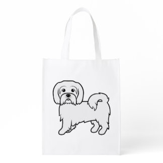 Coton De Tulear Cute Cartoon Dog Illustration Grocery Bag