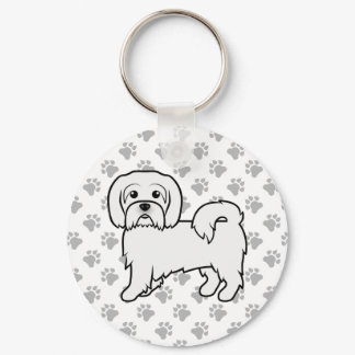 Coton De Tulear Cute Cartoon Dog Illustration Keychain