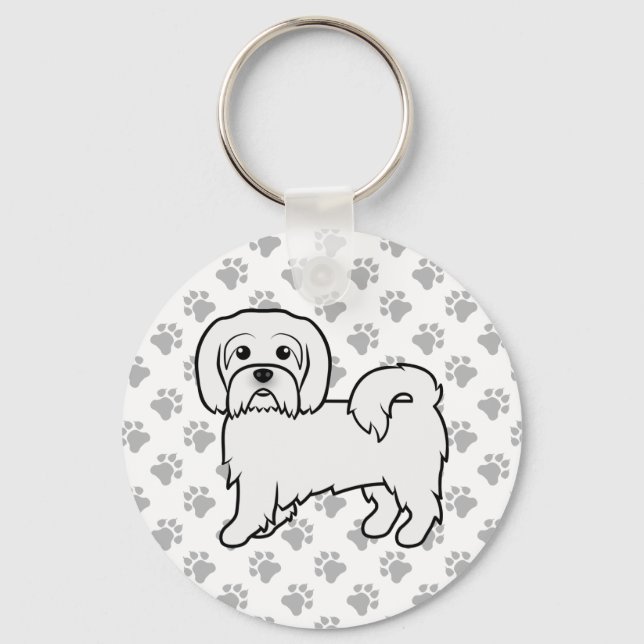 Coton De Tulear Cute Cartoon Dog Illustration Keychain (Front)