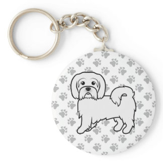 Coton De Tulear Cute Cartoon Dog Illustration Keychain