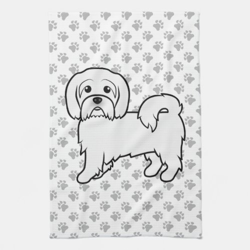 Coton de Tulear Cute Cartoon Dog Illustration Kitchen Towel