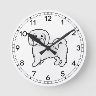 Coton de Tulear Cute Cartoon Dog Illustration Round Clock
