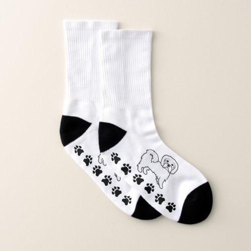 Coton De Tulear Cute Cartoon Dog Illustration Socks