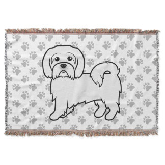 Coton de Tulear Cute Cartoon Dog Illustration Throw Blanket