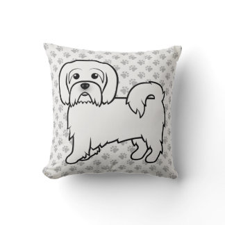 Coton De Tulear Cute Cartoon Dog Illustration Throw Pillow