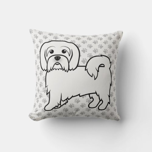 Coton De Tulear Cute Cartoon Dog Illustration Throw Pillow