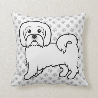 Coton De Tulear Cute Cartoon Dog Illustration Throw Pillow