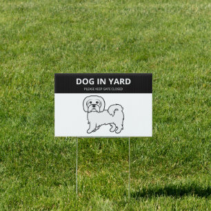 Coton de Tulear Cute Cartoon Dog Keep Gate Closed Sign