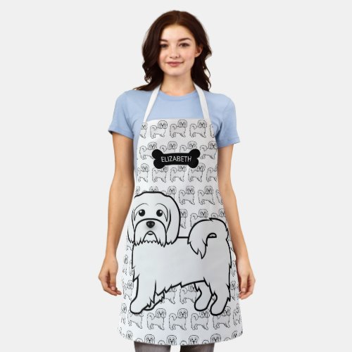 Coton de Tulear Cute Cartoon Dog  Name Apron