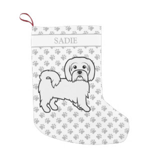 Coton de Tulear Cute Cartoon Dog &amp; Name Small Christmas Stocking