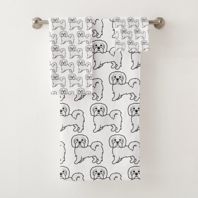 Coton de Tulear Cute Cartoon Dog Pattern Bath Towel Set (Insitu)
