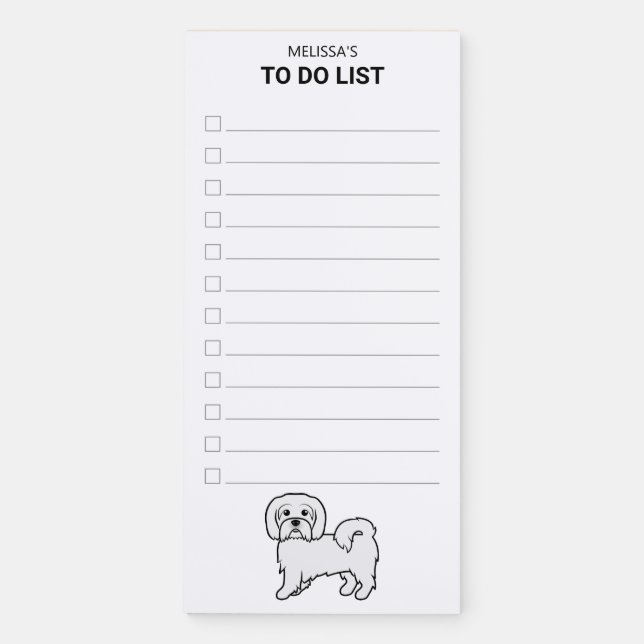 Coton de Tulear Cute Cartoon Dog To Do List Magnetic Notepad (Front)