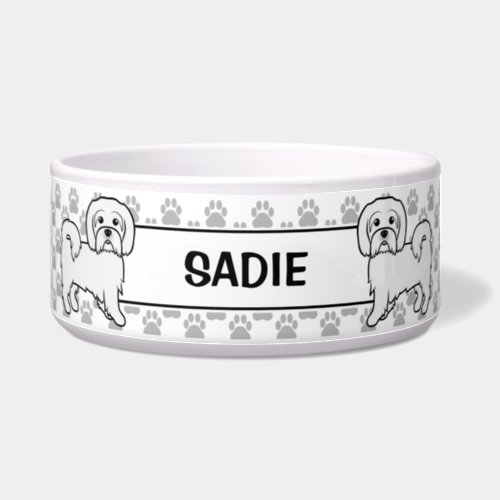 Coton De Tulear Cute Cartoon Dog With Name Bowl