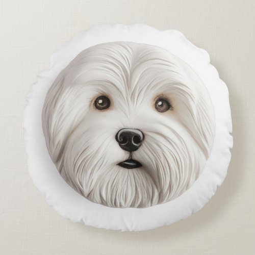 Coton De Tulear Dog 3D Inspired  Round Pillow