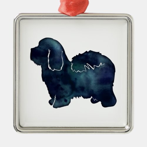 Coton de Tulear Dog Breed Black Watercolor Metal Ornament
