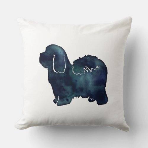 Coton de Tulear Dog Breed Black Watercolor Throw Pillow