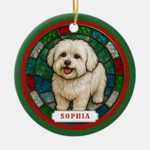 Coton de Tulear Dog Ceramic Circle Ornament