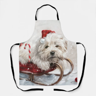 Coton De Tulear Dog Christmas Festive Apron