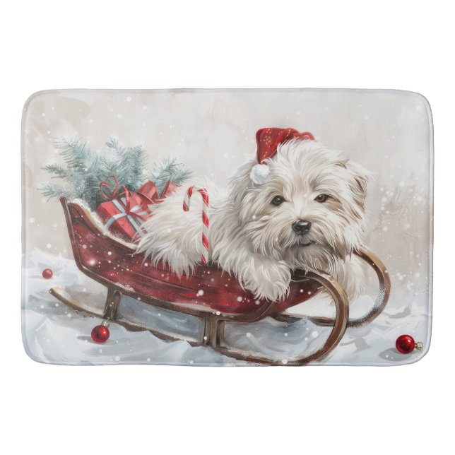 Coton De Tulear Dog Christmas Festive Bath Mat (Front)