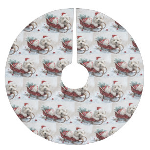 Coton De Tulear Dog Christmas Festive Brushed Polyester Tree Skirt
