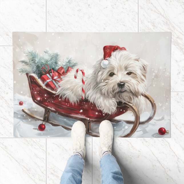 Coton De Tulear Dog Christmas Festive Doormat (Indoor)
