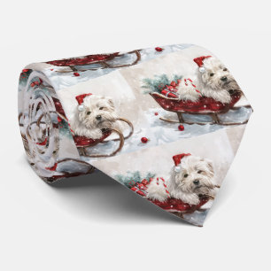 Coton De Tulear Dog Christmas Festive Neck Tie