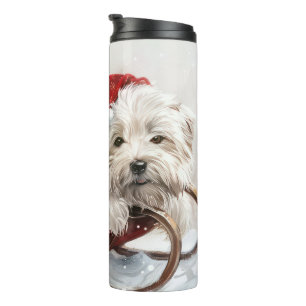 Coton De Tulear Dog Christmas Festive Thermal Tumbler