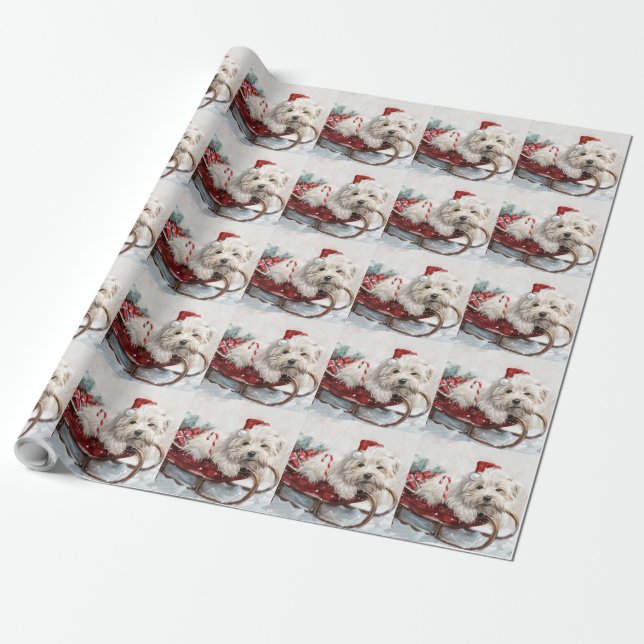 Coton De Tulear Dog Christmas Festive Wrapping Paper (Unrolled)