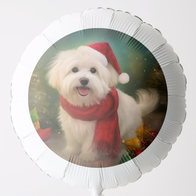 Coton De Tulear Dog in Snow Christmas Balloon (Front)
