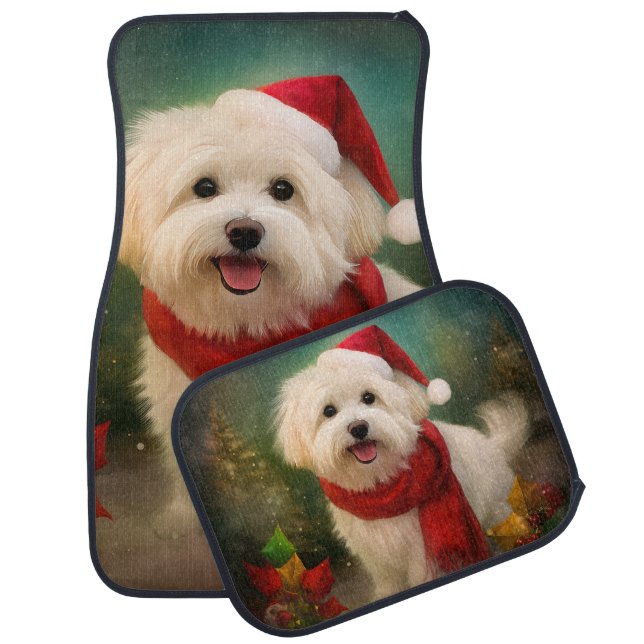 Coton De Tulear Dog in Snow Christmas Car Floor Mat (Set)