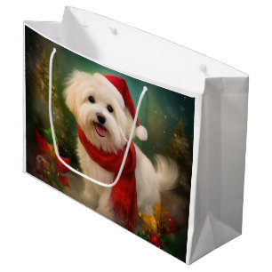 Coton De Tulear Dog in Snow Christmas Large Gift Bag
