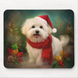 Coton De Tulear Dog in Snow Christmas Mouse Pad