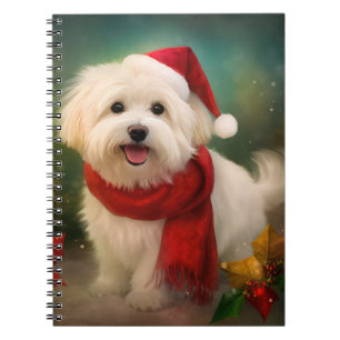 Coton De Tulear Dog in Snow Christmas Notebook