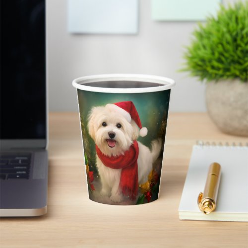 Coton De Tulear Dog in Snow Christmas Paper Cups