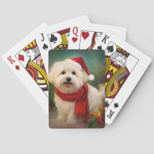 Coton De Tulear Dog in Snow Christmas Poker Cards