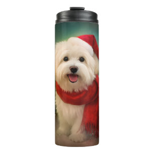 Coton De Tulear Dog in Snow Christmas Thermal Tumbler