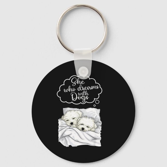 Coton De Tulear Dog Nightgown Pajama  Keychain (Front)