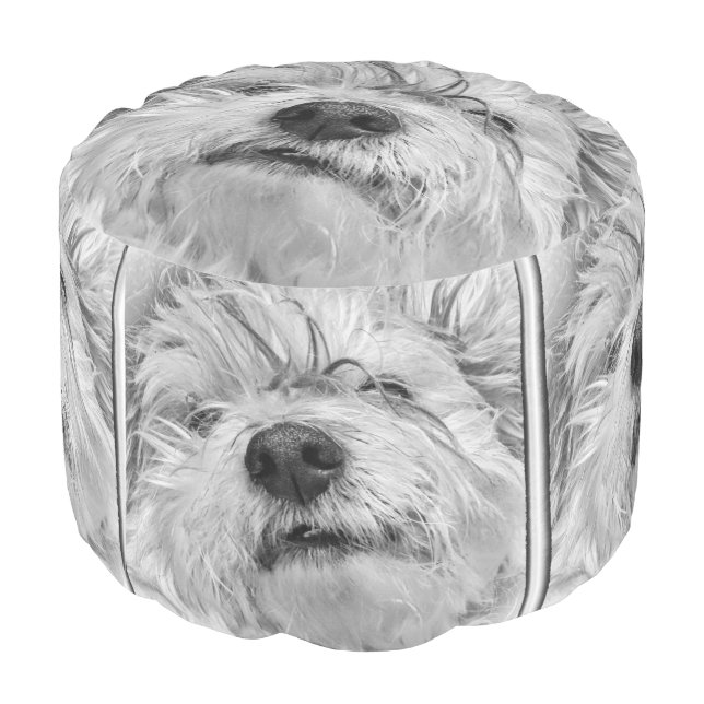Coton de Tulear dog Pouf (Angled Back)