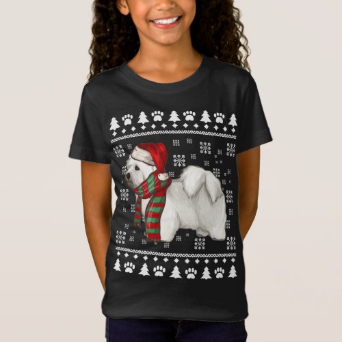 Coton de Tulear Dog Santa Hat Xmas Ugly Christmas T_Shirt