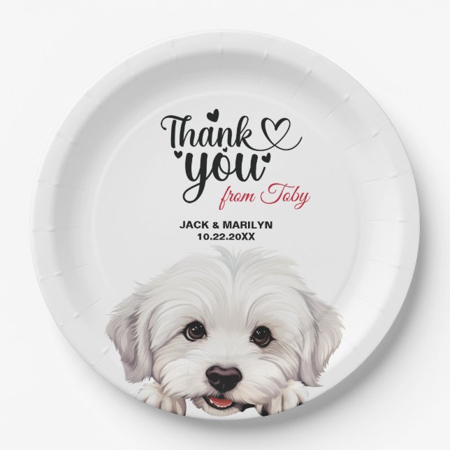 Coton De Tulear Dog Wedding Reception Paper Plates (Front)