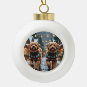 Coton De Tulear Dogs Christmas Snow Holiday Ceramic Ball Christmas Ornament