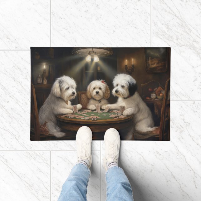 Coton De Tulear Dogs Playing Poker Art Doormat (Indoor)