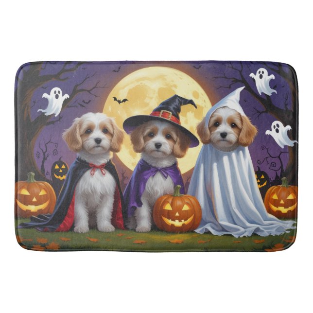 Coton De Tulear Dogs Pumpkin Halloween Funny  Bath Mat (Front)