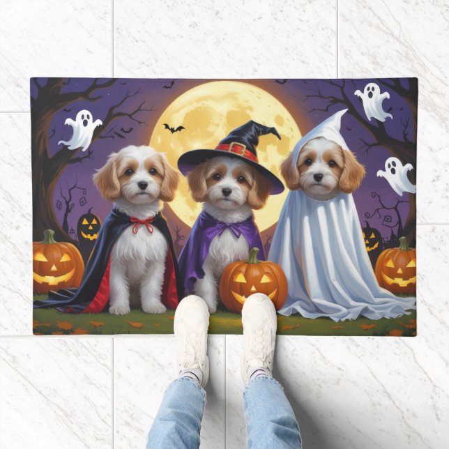 Coton De Tulear Dogs Pumpkin Halloween Funny  Doormat (Indoor)